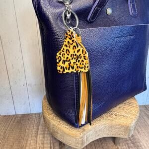 Genuine Leather Bag Charm Cow Tag Tassel Charm Western Purse Charm NEW! Animal